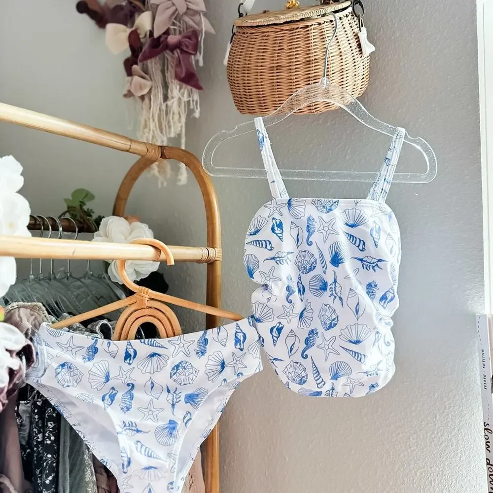 Seaside Wanderings & Seashell Treasures 2pc tankini swimsuit 8yrs